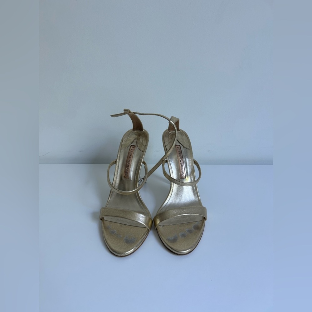 Sophia Webster Rosalind Crystal Stilleto Sandal Metallic Gold in Size 39